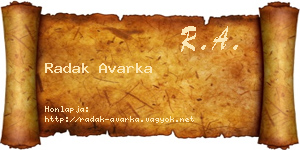 Radak Avarka névjegykártya